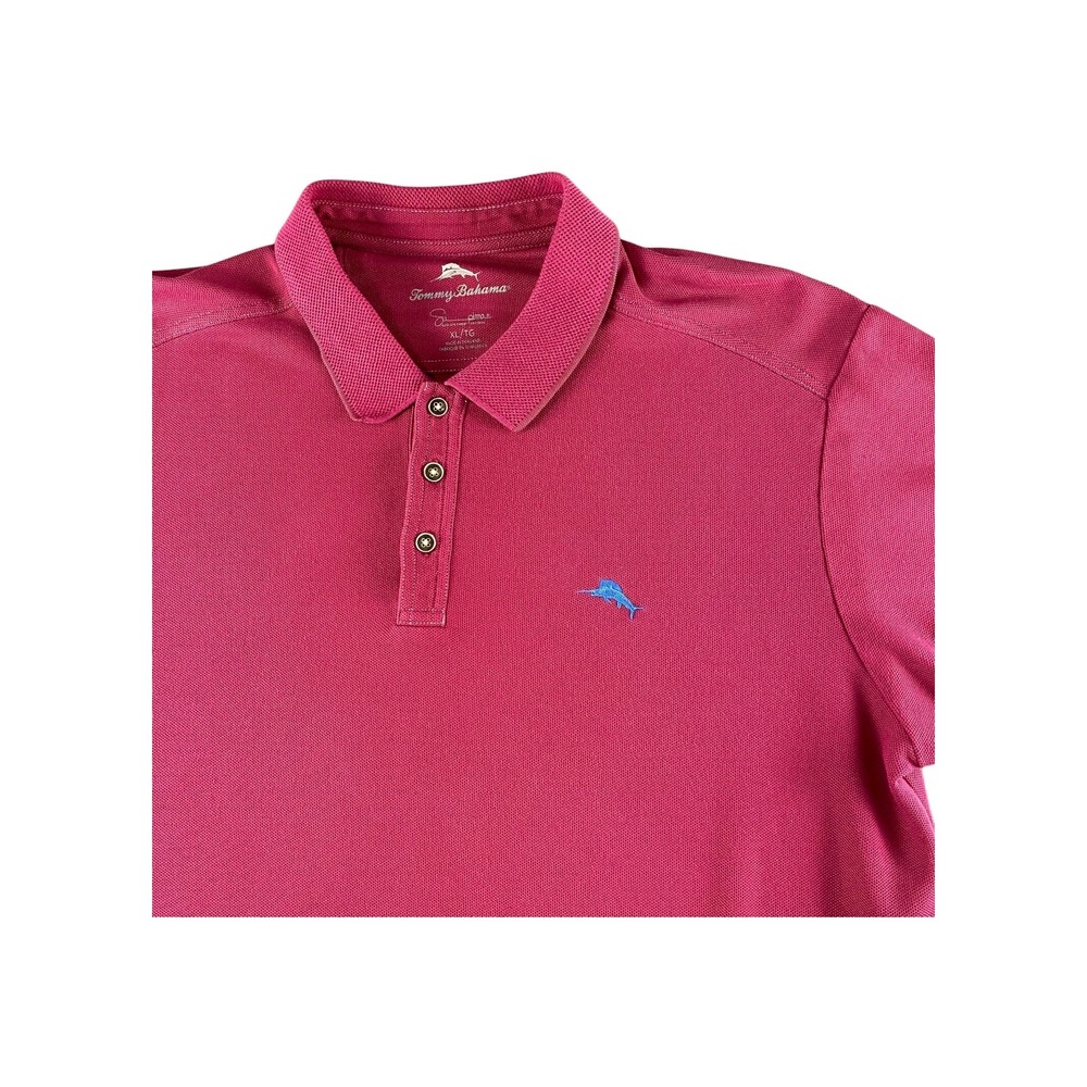 Tommy Bahama Mens Polo Shirt XL Burgundy Short‎ Sleeve Marlin Logo - Picture 2 of 8